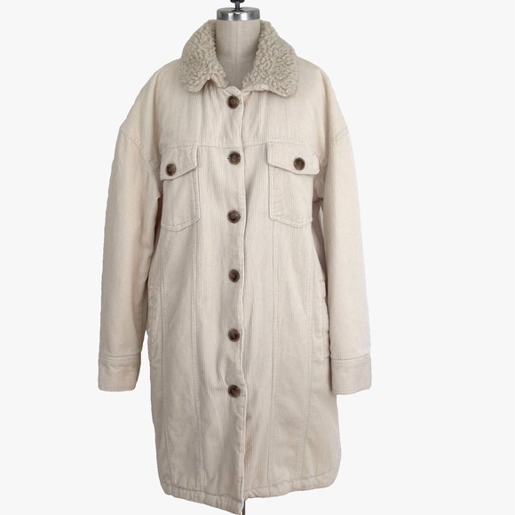 Lucky Brand Womens Corduroy Sherpa coat Size Small - Picture 2 of 16